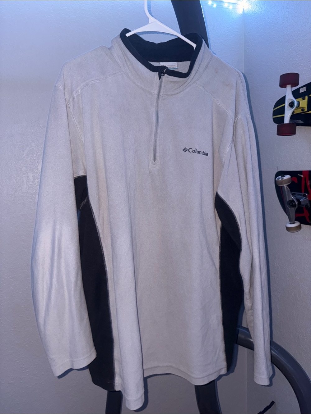 Columbia Light Gray & Black Half-Zip Fleece Pullover